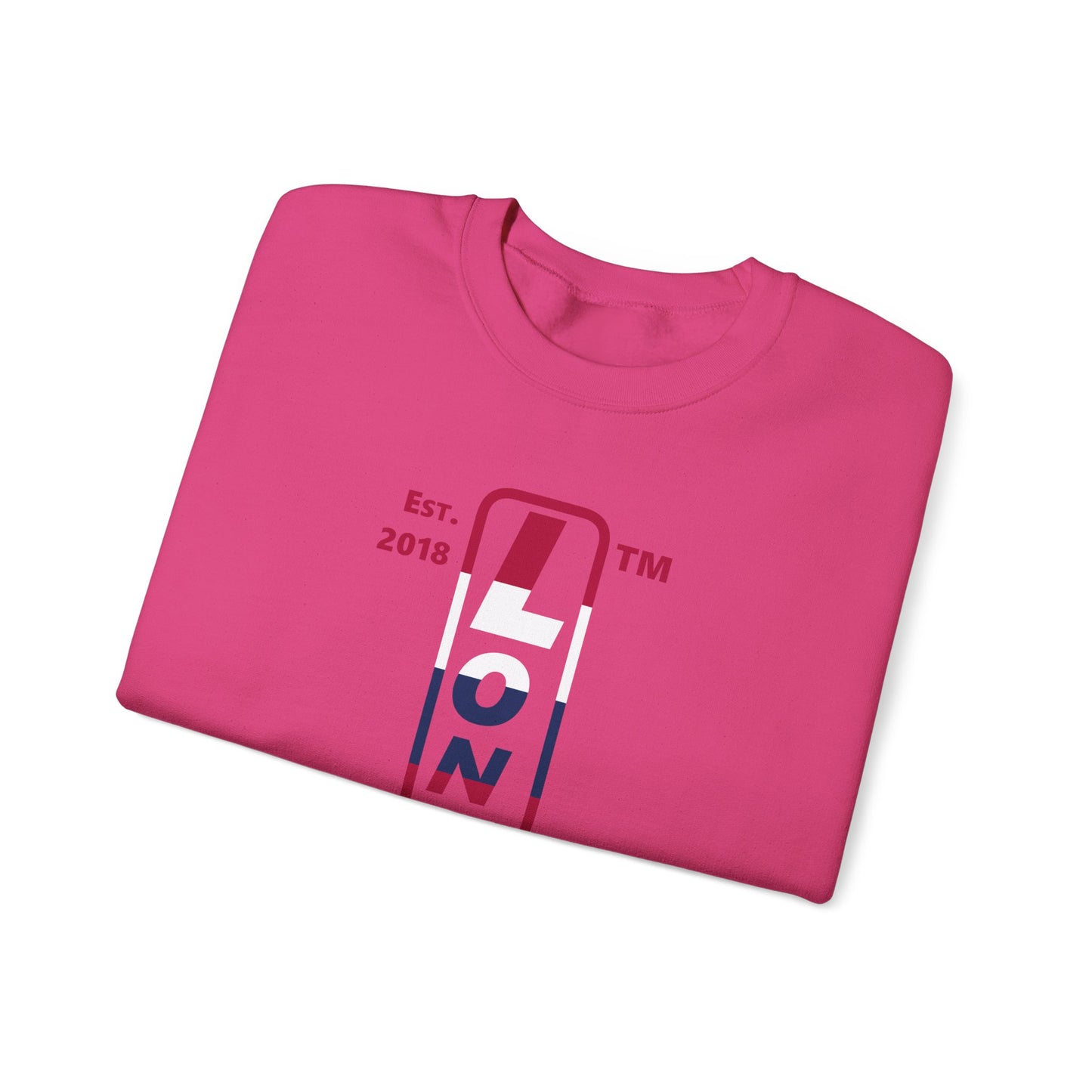 LongD positive horizontal 6-striped Hyde Park upright logo crewneck sweatshirt (patriotic colors)