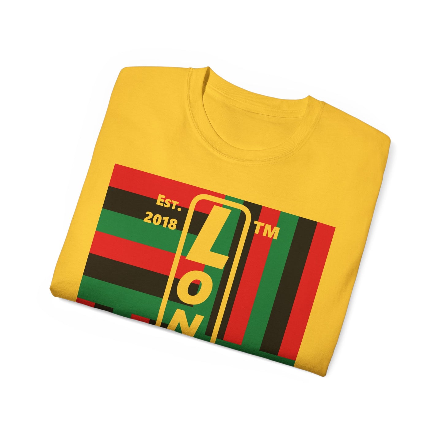 LongD Cotton Tee negative windmill Chicago upright logo (Juneteenth colors)