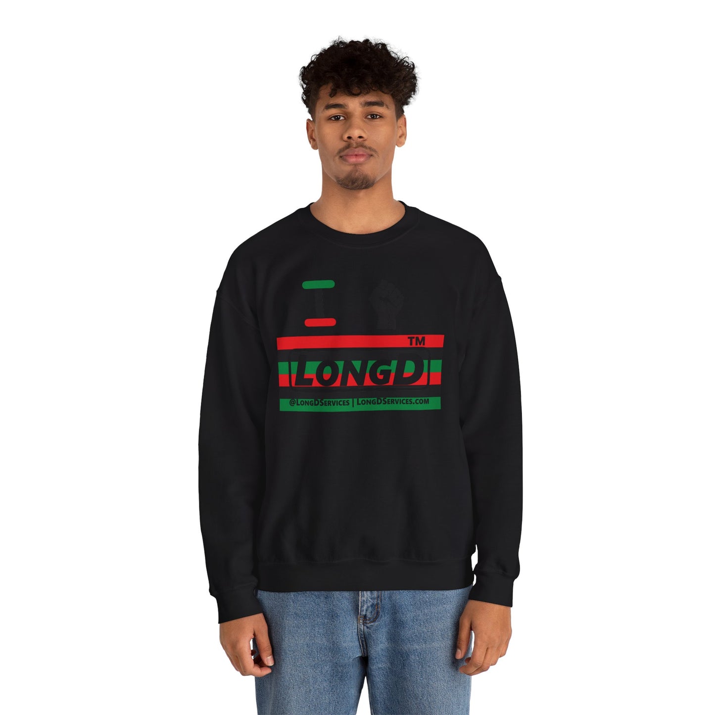 I fist LongD negative horizontal 6-striped tag-domain logo crewneck sweatshirt