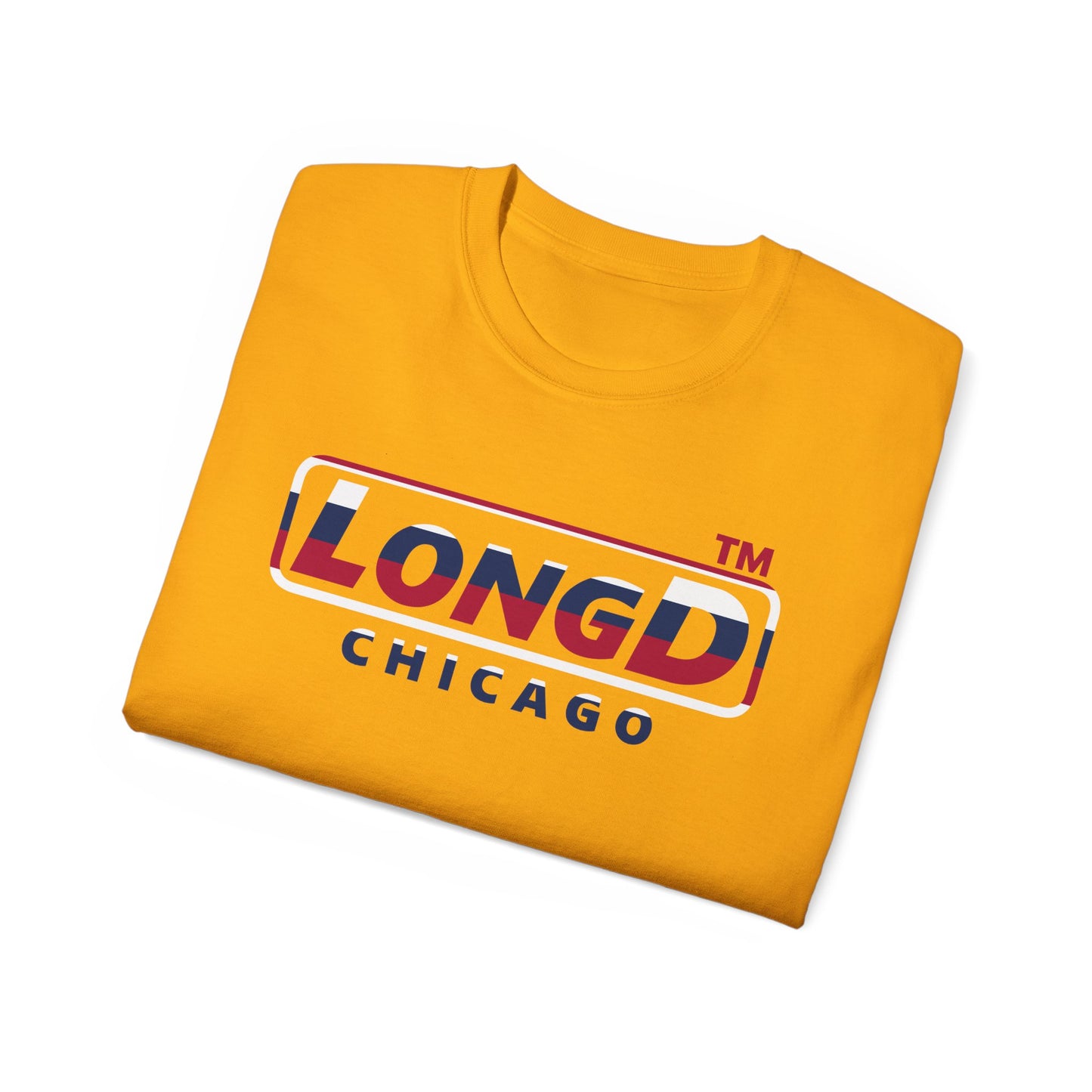 LongD positive horizontal 6-striped Chicago logo cotton tee (patriotic colors)