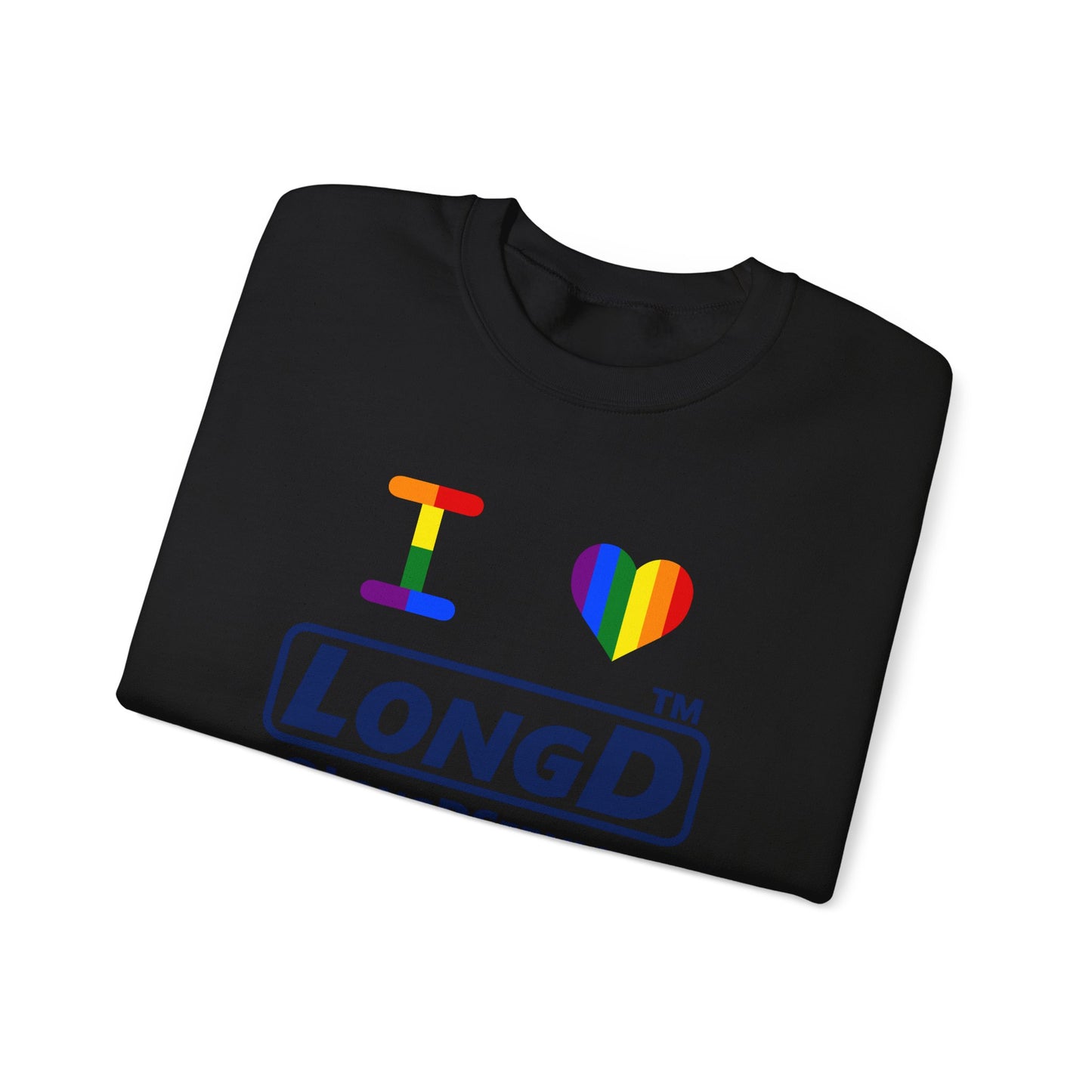 I Luv LongD official basic 4-print tag logo crewneck sweatshirt with Pride heart