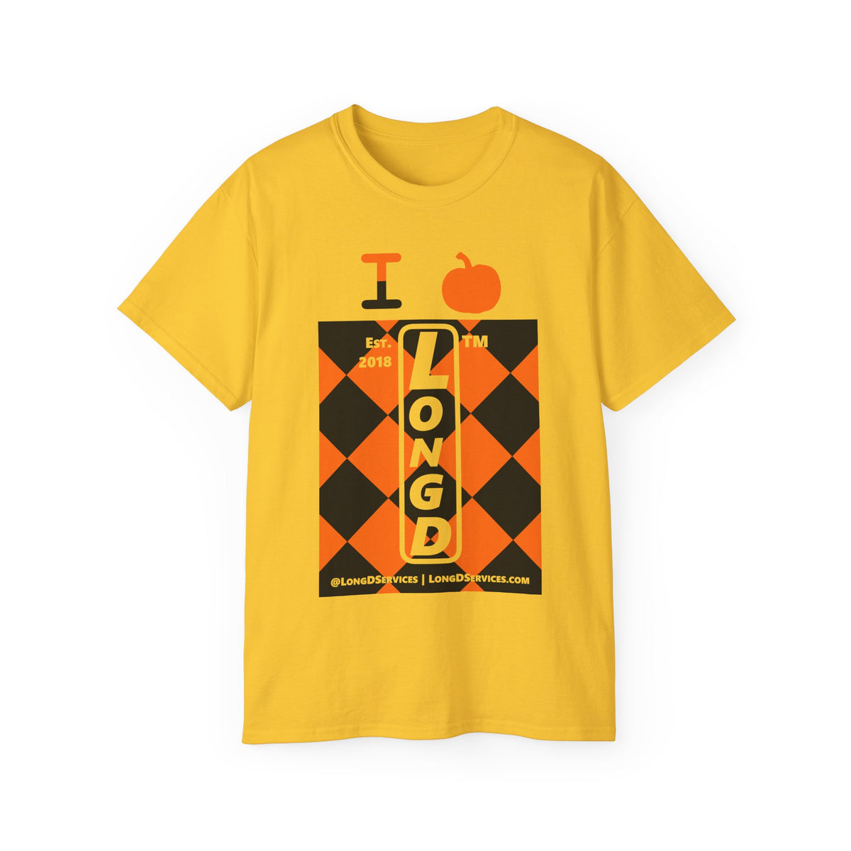 I pumpkin LongD Tag-domain negative upright argyle logo cotton tee