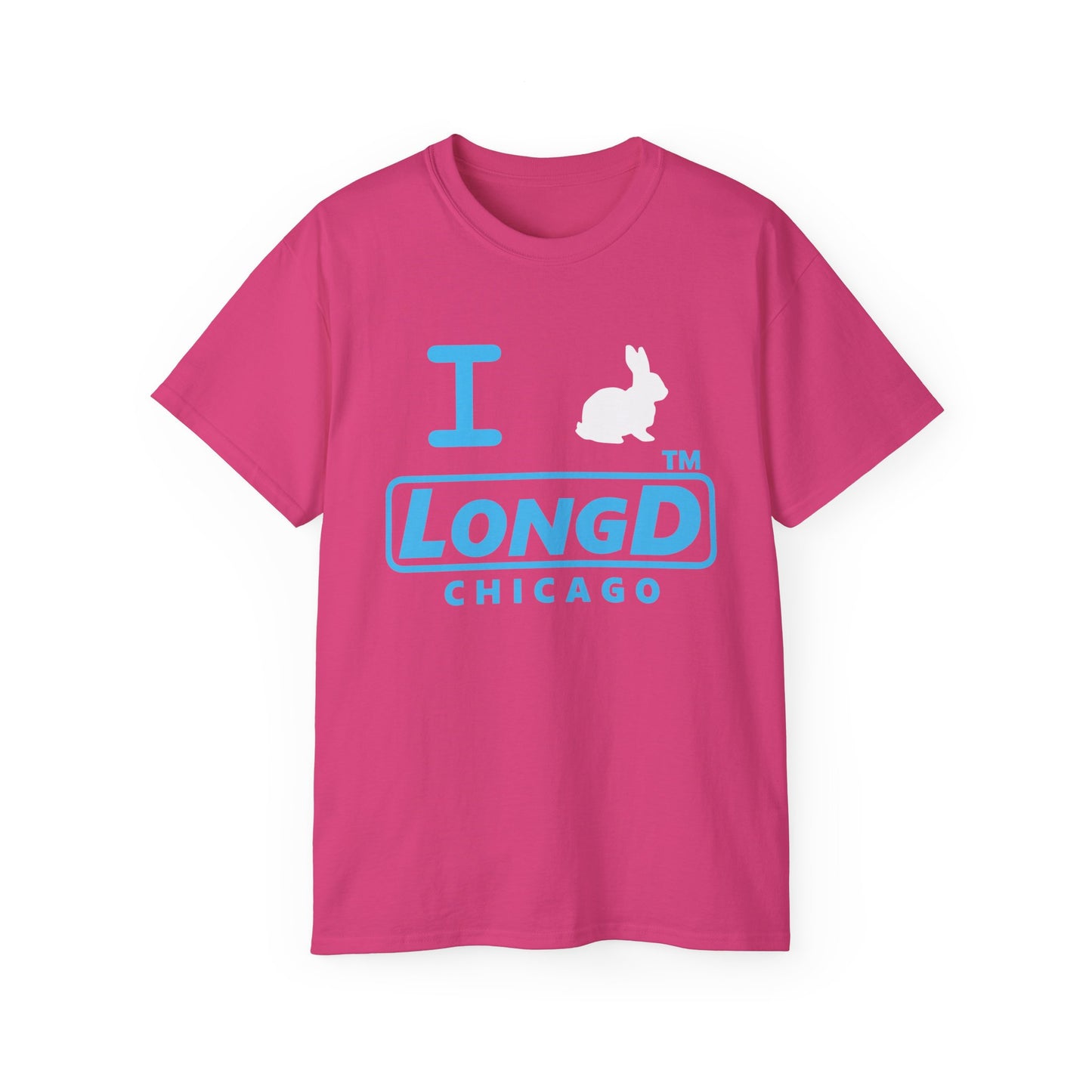I Bunny LongD® positive turquoise Chicago Logo Cotton Tee
