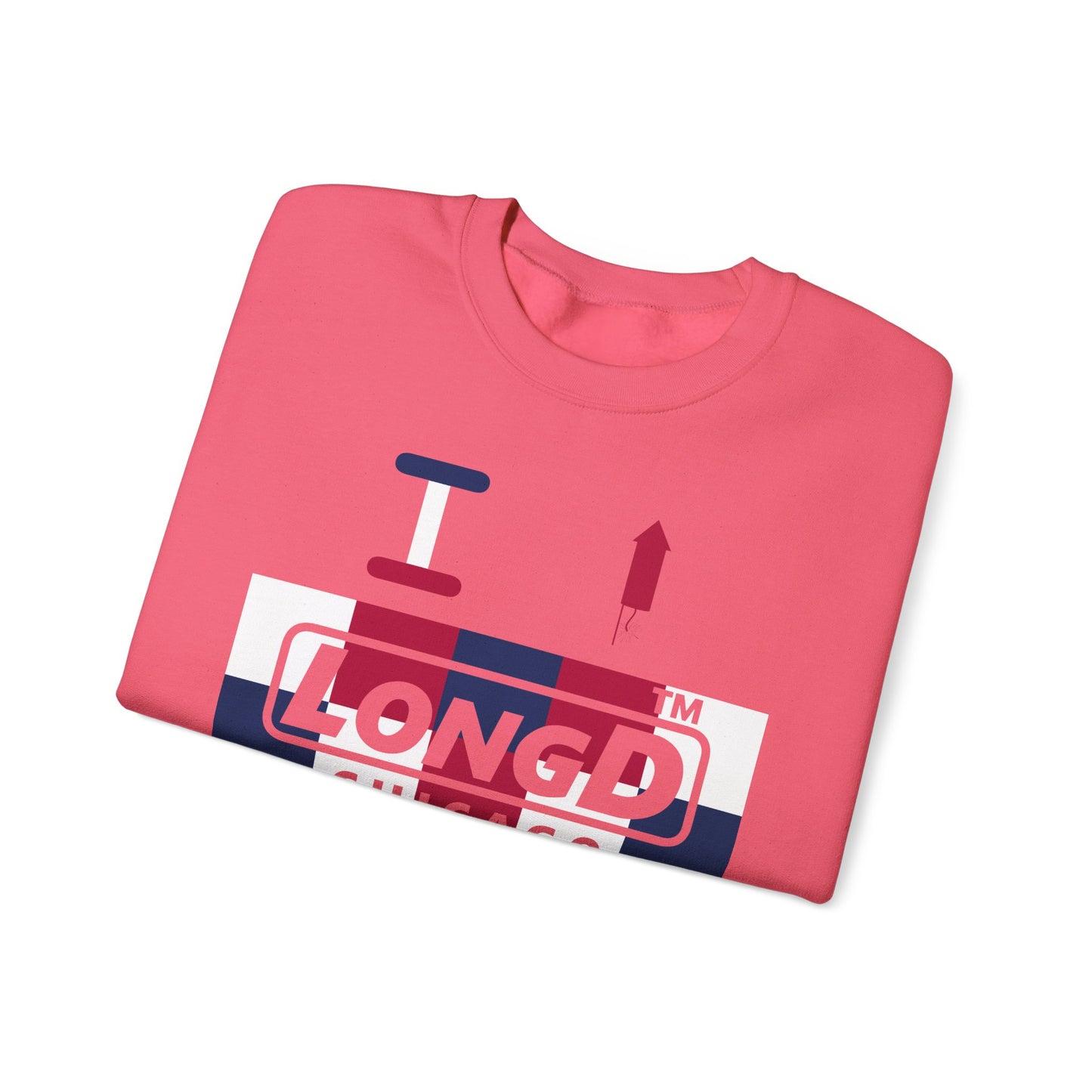 I firecracker LongD negative 2x5 Chicago logo crewneck sweatshirt