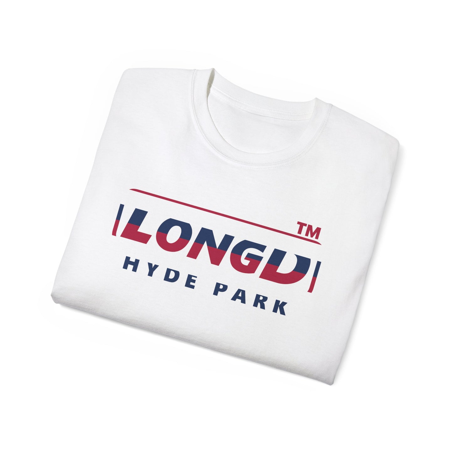 LongD positive horizontal 6-striped Hyde Park logo cotton tee (patriotic colors)