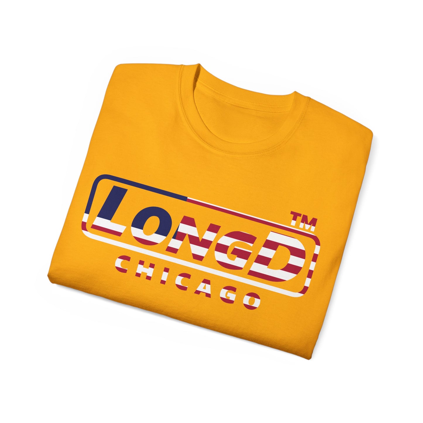 LongD positive flag Chicago logo cotton tee (patriotic colors)