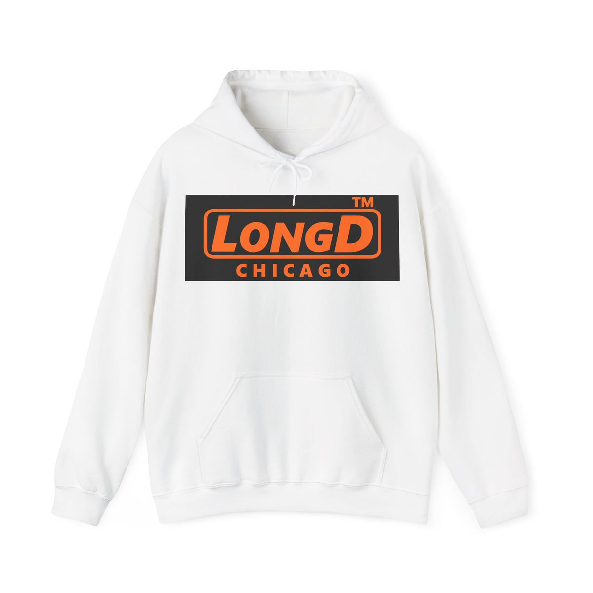 LongD Chicago logo orange (FE7518) on Black (000000) (Halloween colors) hoodie