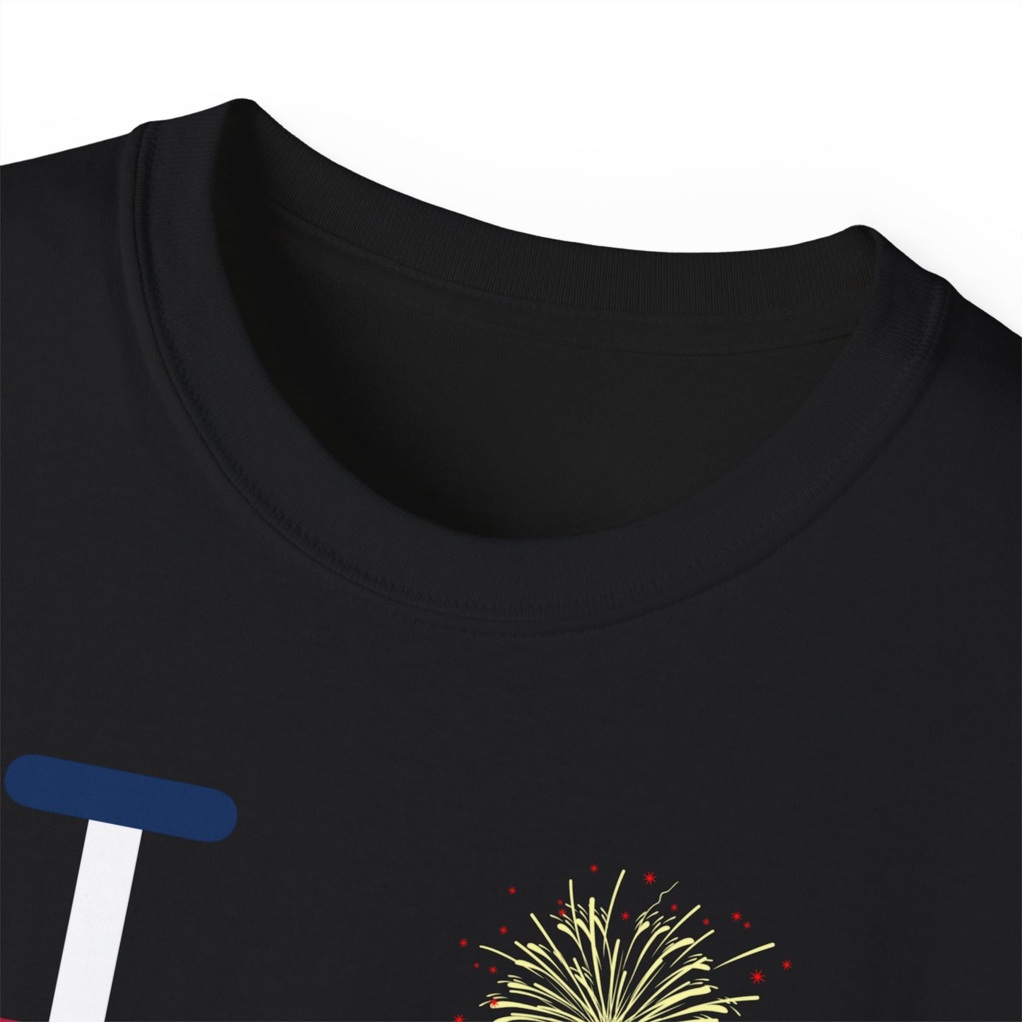 I Burst LongD cotton tee negative cropped flag Chicago upright logo (Patriotic colors)