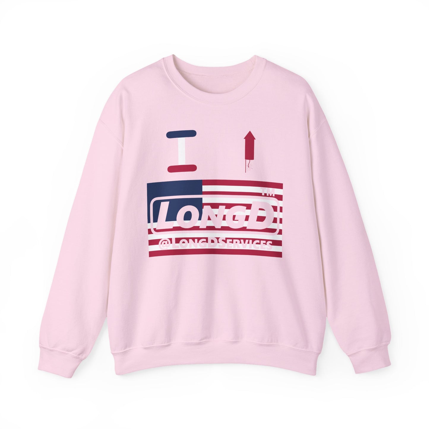 I firecracker LongD negative flag front-back tag logo crewneck sweatshirt