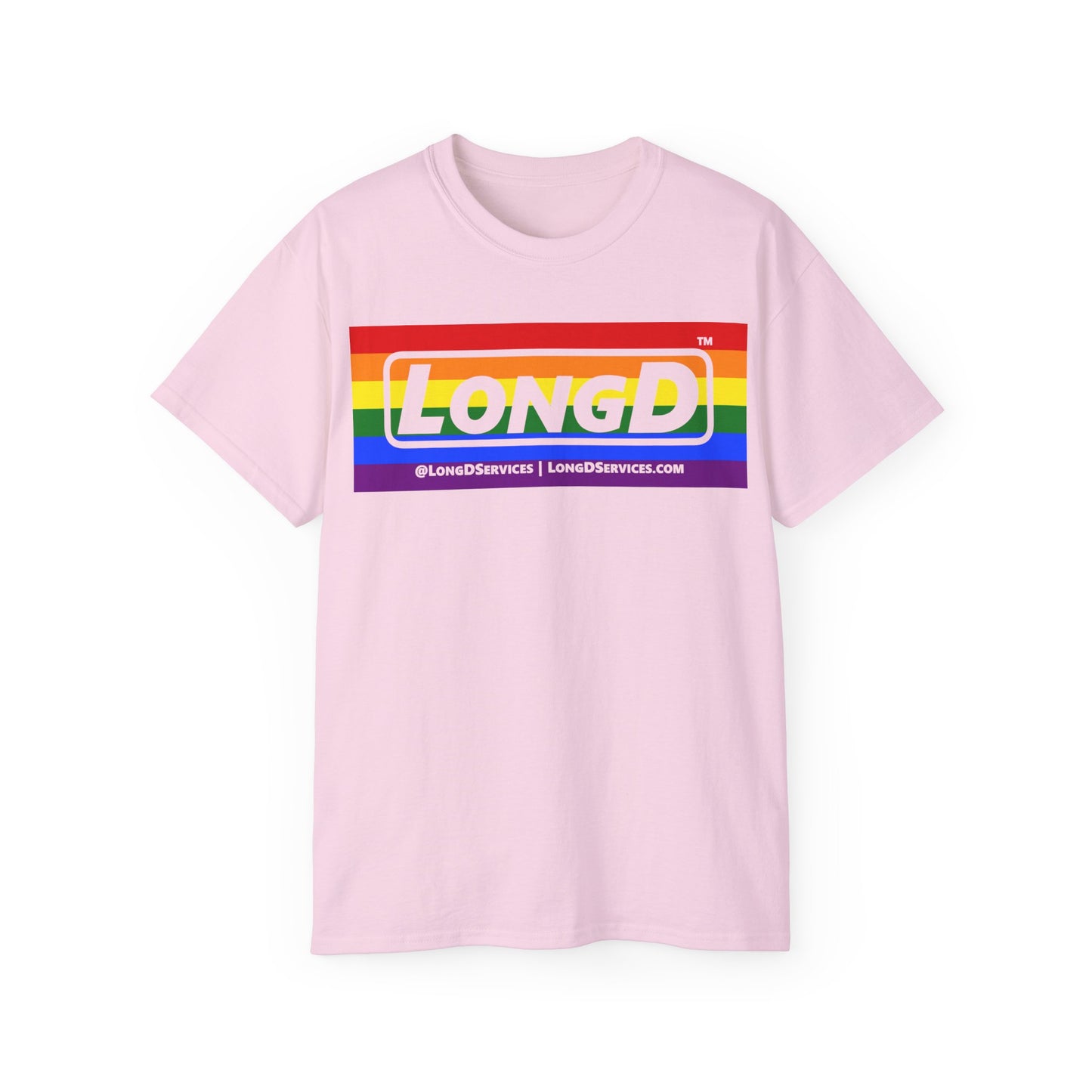 LongD® Logo Cotton Tee Pride striped negative text