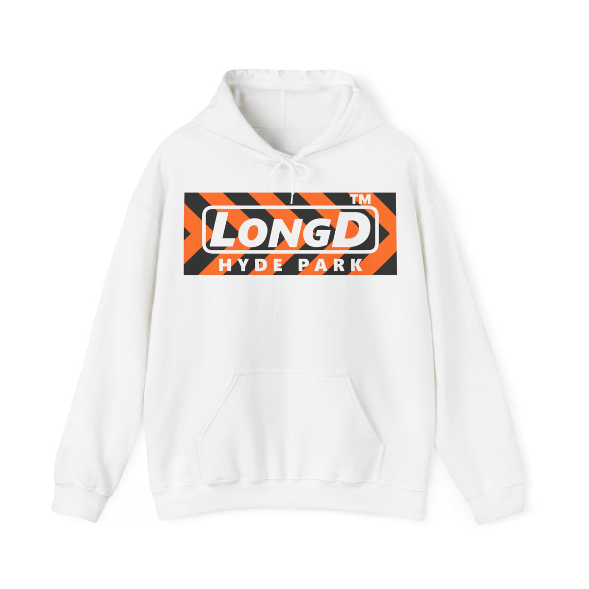 LongD Hyde Park negative forward chevron logo (Halloween colors) hoodie