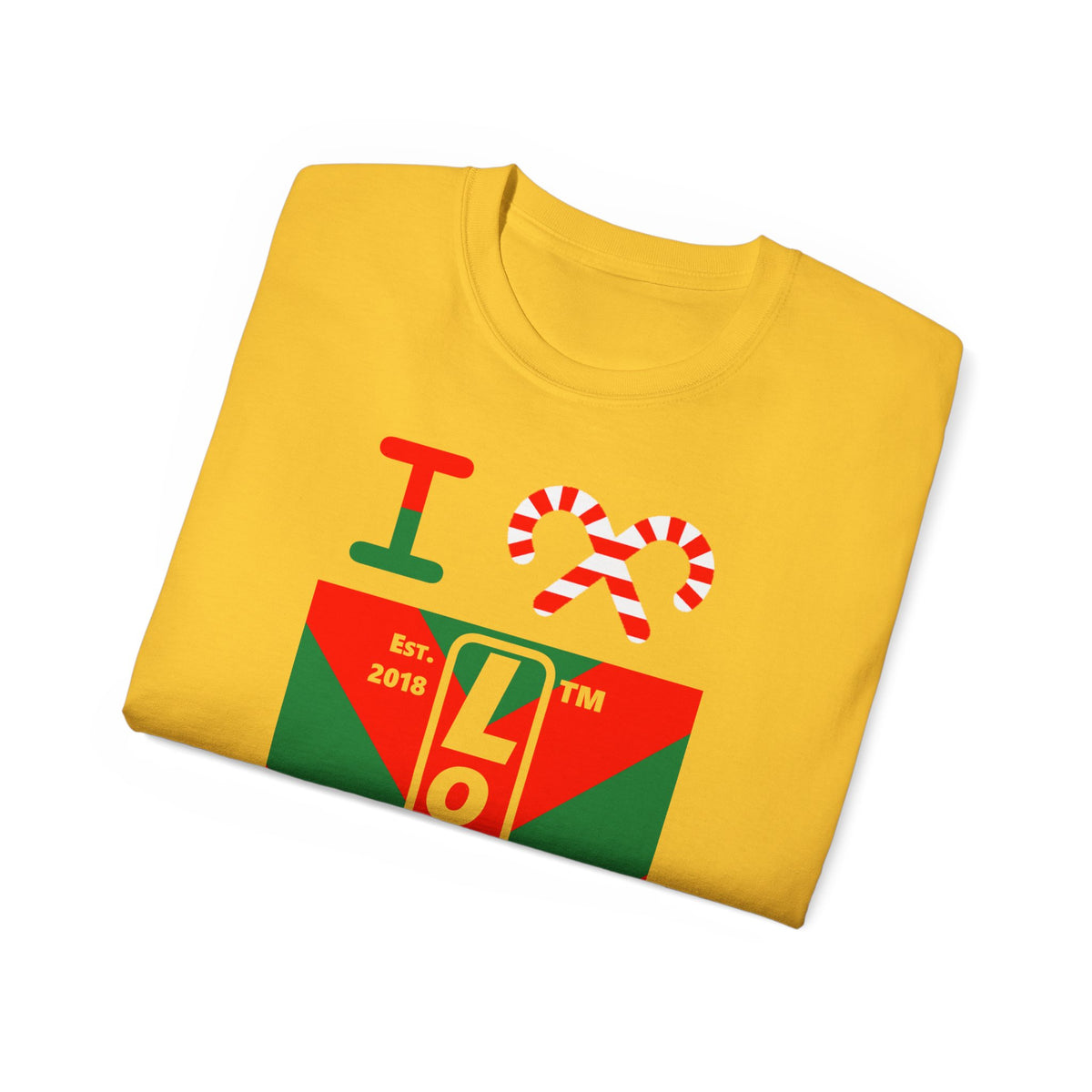 I candy cane LongD Chicago negative upright downward chevron logo cotton tee