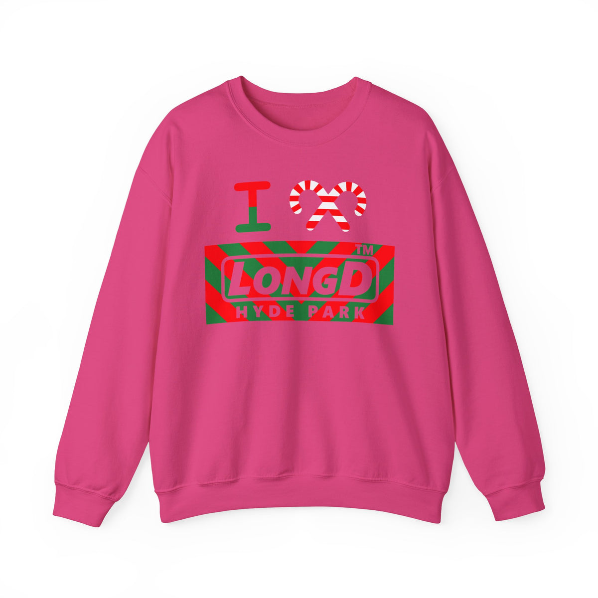 I candy cane LongD Hyde Park negative downward chevron logo crewneck sweatshirt