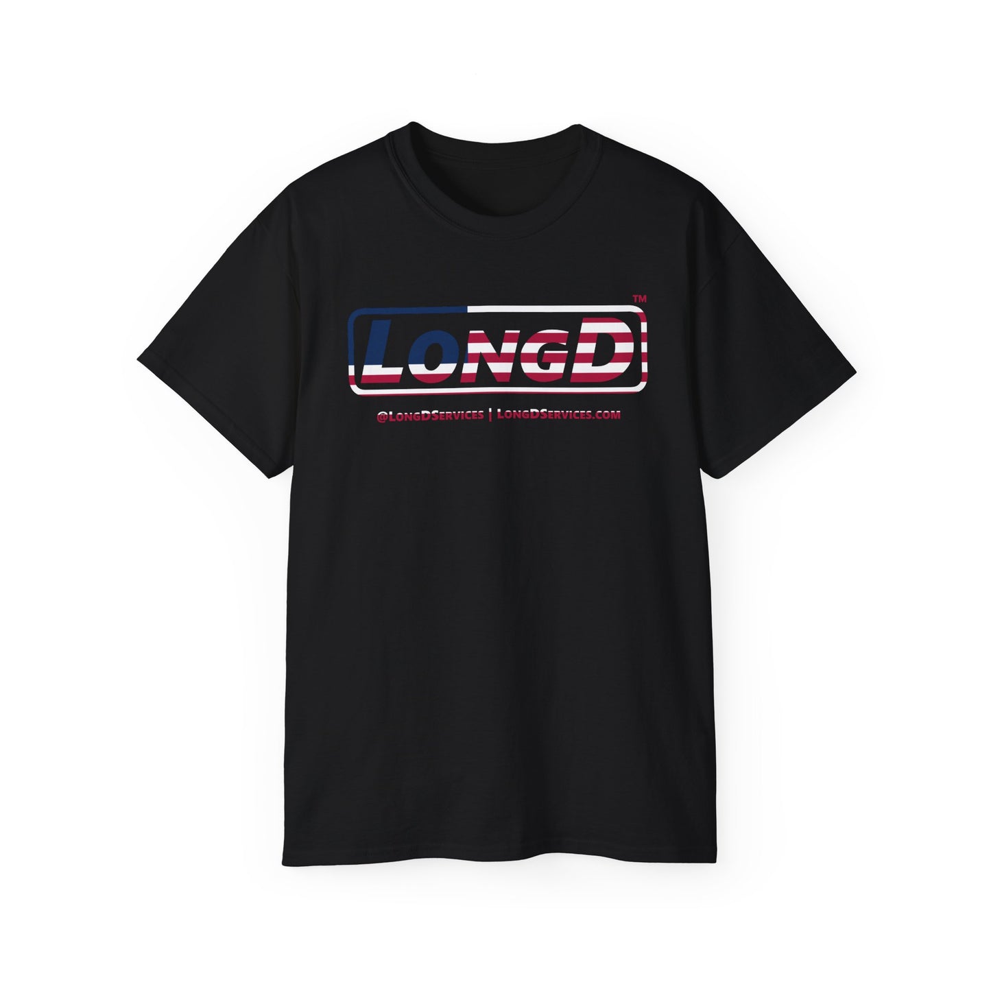 LongD® Logo Cotton Tee Red, White and Blue positive flag