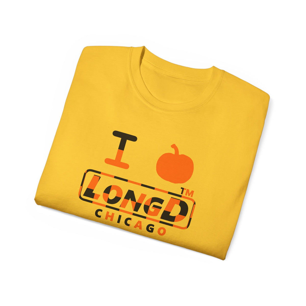 I pumpkin LongD Chicago positive checkered logo cotton tee