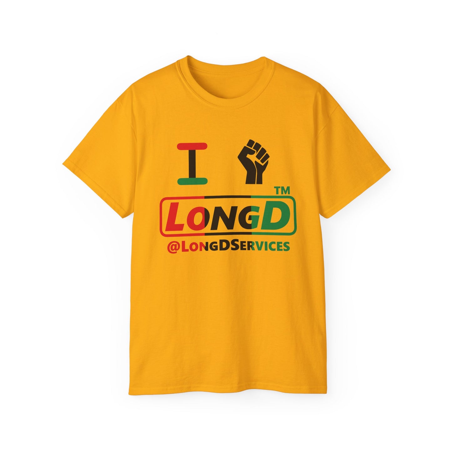 I fist LongD positive vertical 3-striped tag logo cotton tee