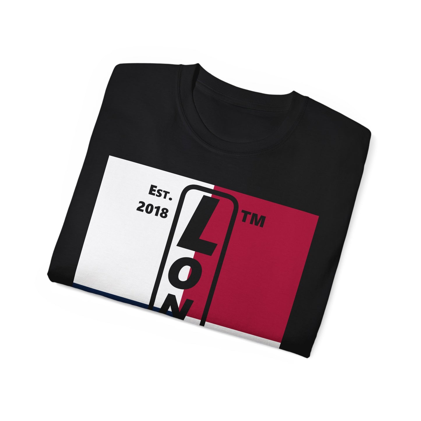 LongD cotton tee negative quarters Hyde Park upright logo (Patriotic colors)