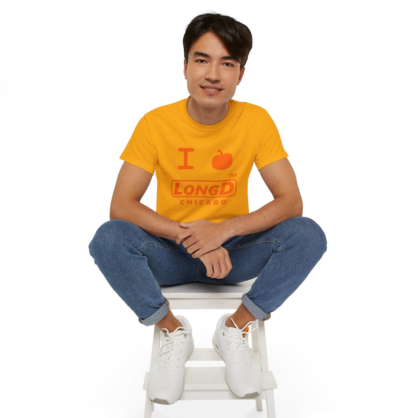 I Pumpkin LongD® Logo Cotton Tee positive orange basic Chicago logo