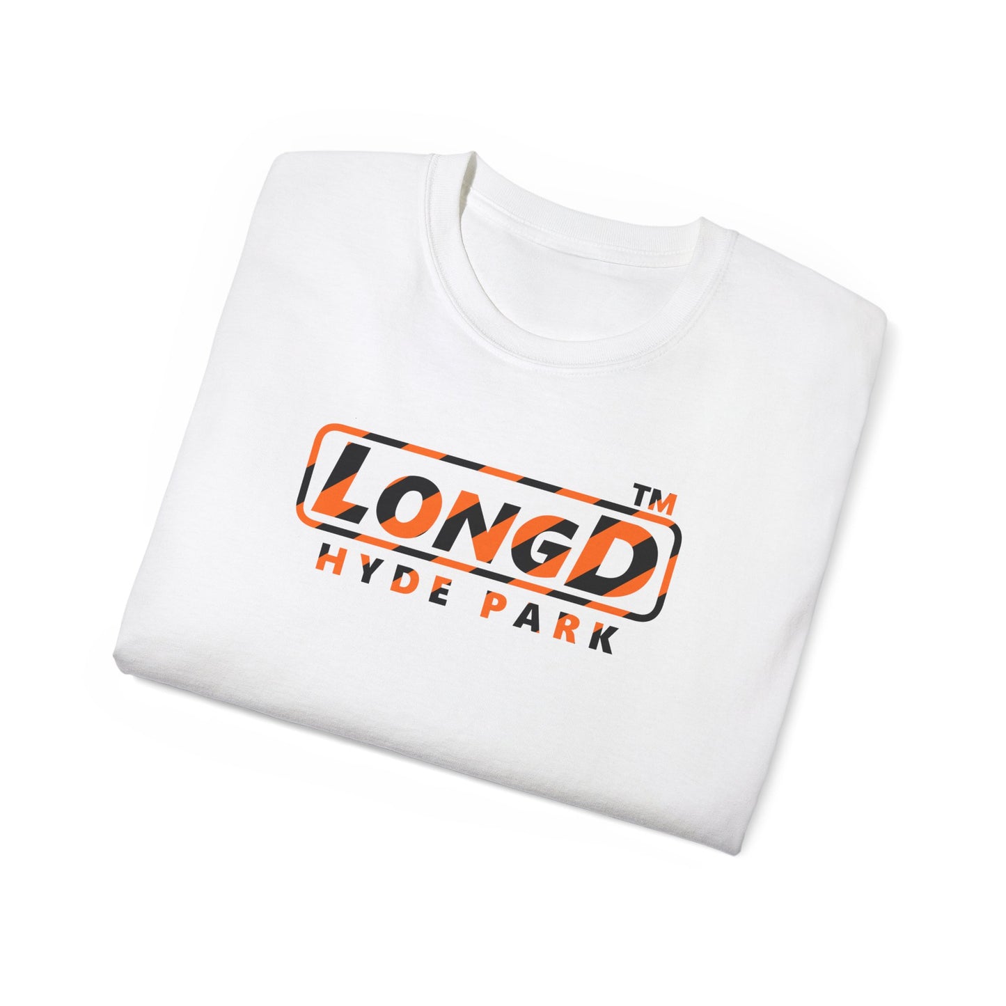 LongD Hyde Park positive 12-striped 4-print logo (Halloween colors) cotton tee