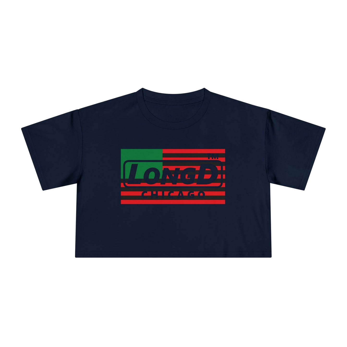 LongD negative flag Chicago logo crop tee (Juneteenth colors)