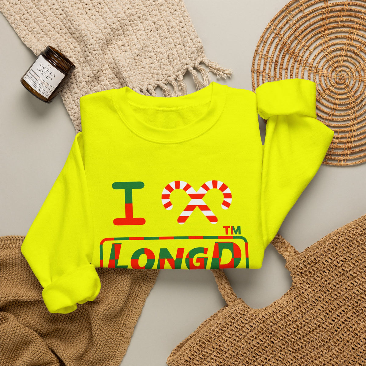 I candy cane LongD Chicago positive checkered logo crewneck sweatshirt