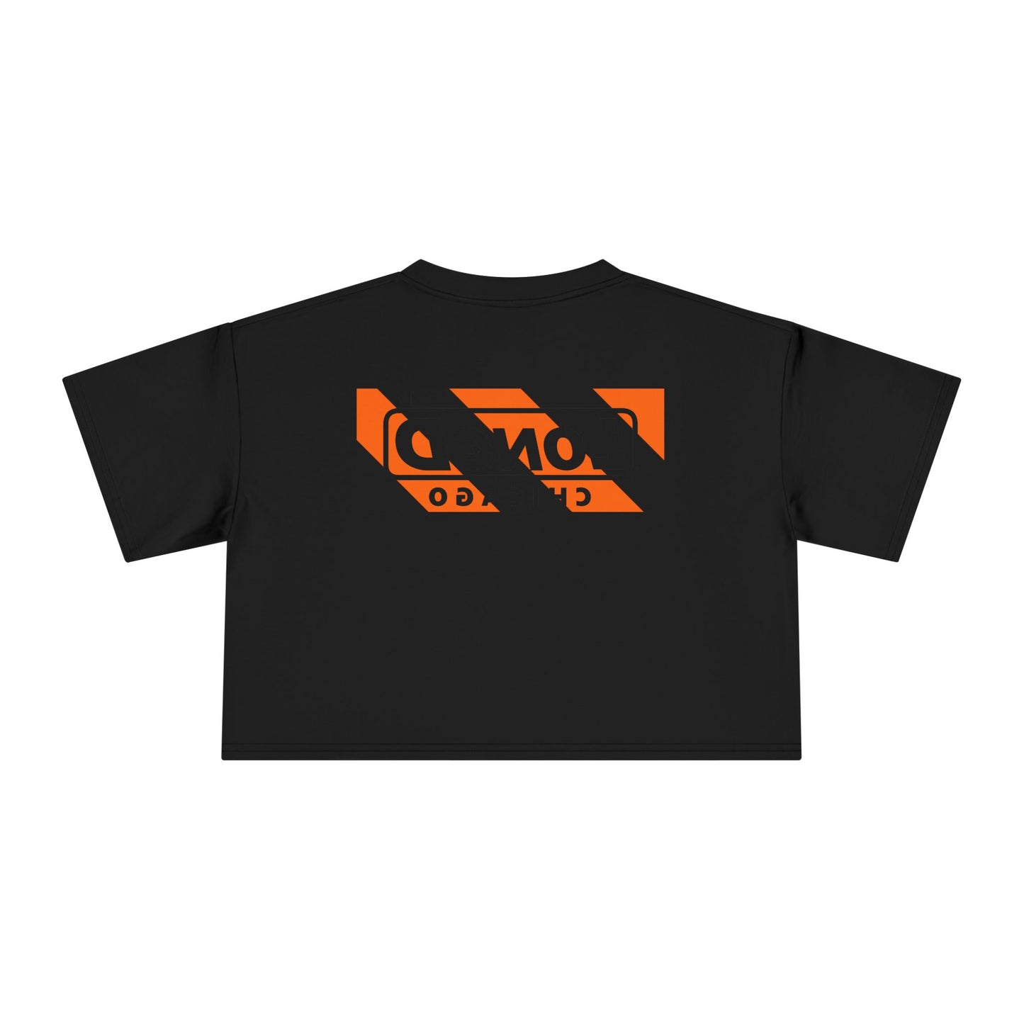 LongD Chicago negative diagonal 6-striped front-back logo (Halloween colors) crop tee