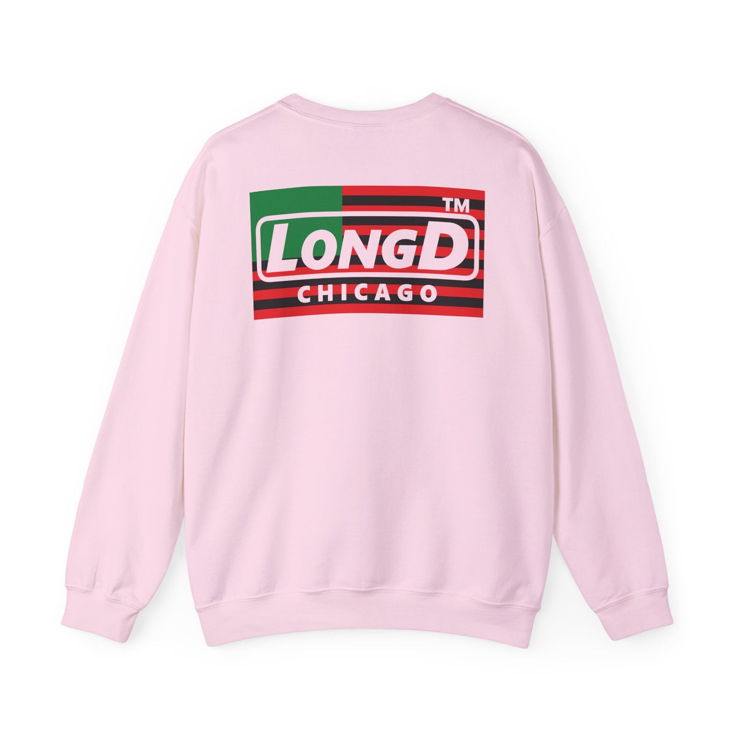 I fist LongD negative flag front-back Chicago logo crewneck sweatshirt