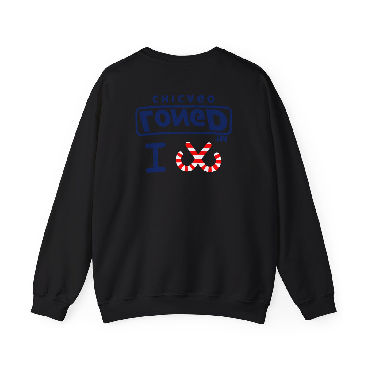 I candy cane LongD Chicago positive official basic navy front-back logo crewneck sweatshirt