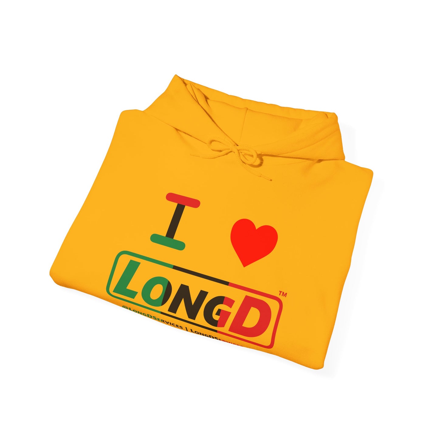 I Luv LongD® Logo Hoodie with Juneteenth positive thirds text