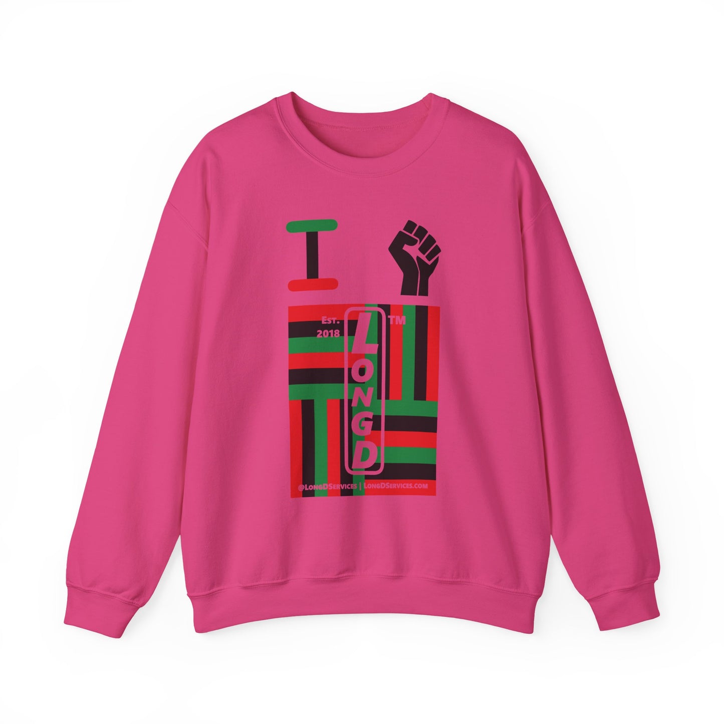 I Fist LongD negative windmill tag-domain upright front-back logo crewneck sweatshirt