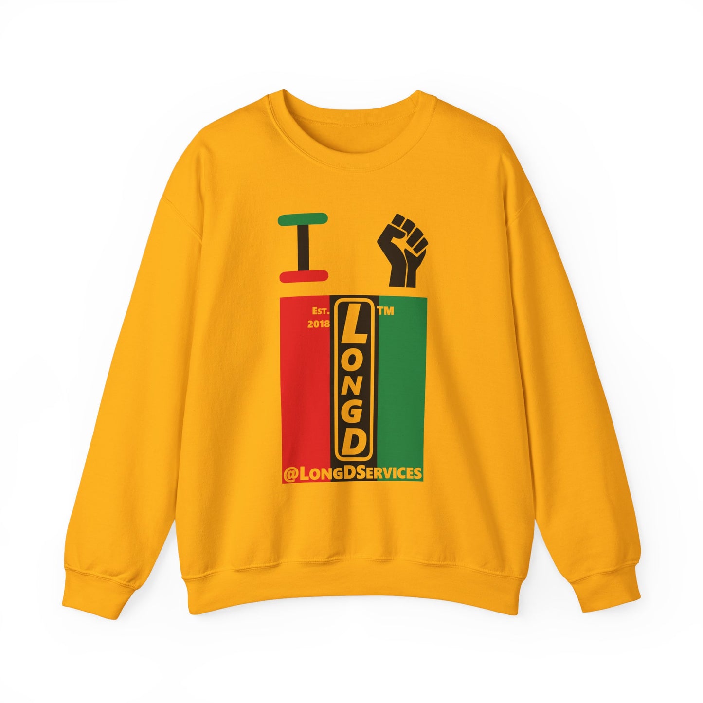 I Fist LongD negative vertical 3-striped tag upright logo crewneck sweatshirt