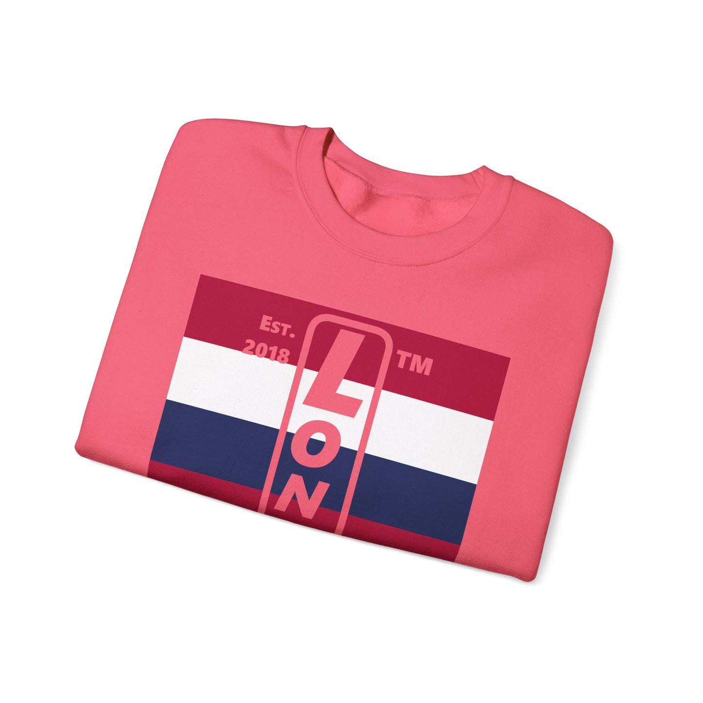 LongD negative horizontal 6-striped Chicago logo crewneck sweatshirt (patriotic colors)