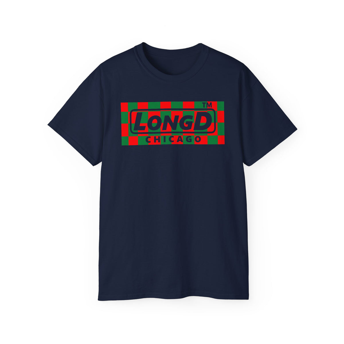 LongD Chicago negative checkered logo (Xmas colors) cotton tee