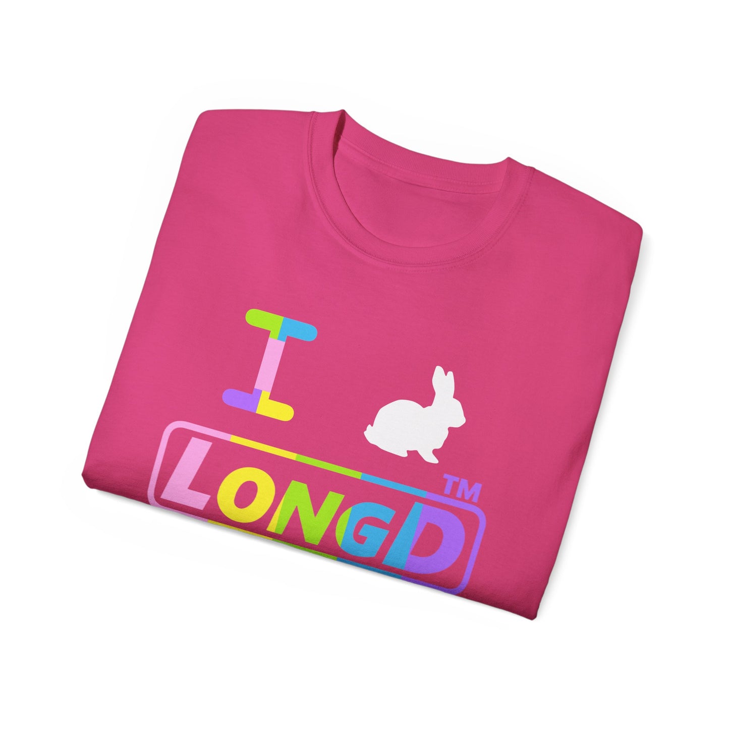 I Bunny LongD® positive vertical striped Tag Logo Cotton Tee