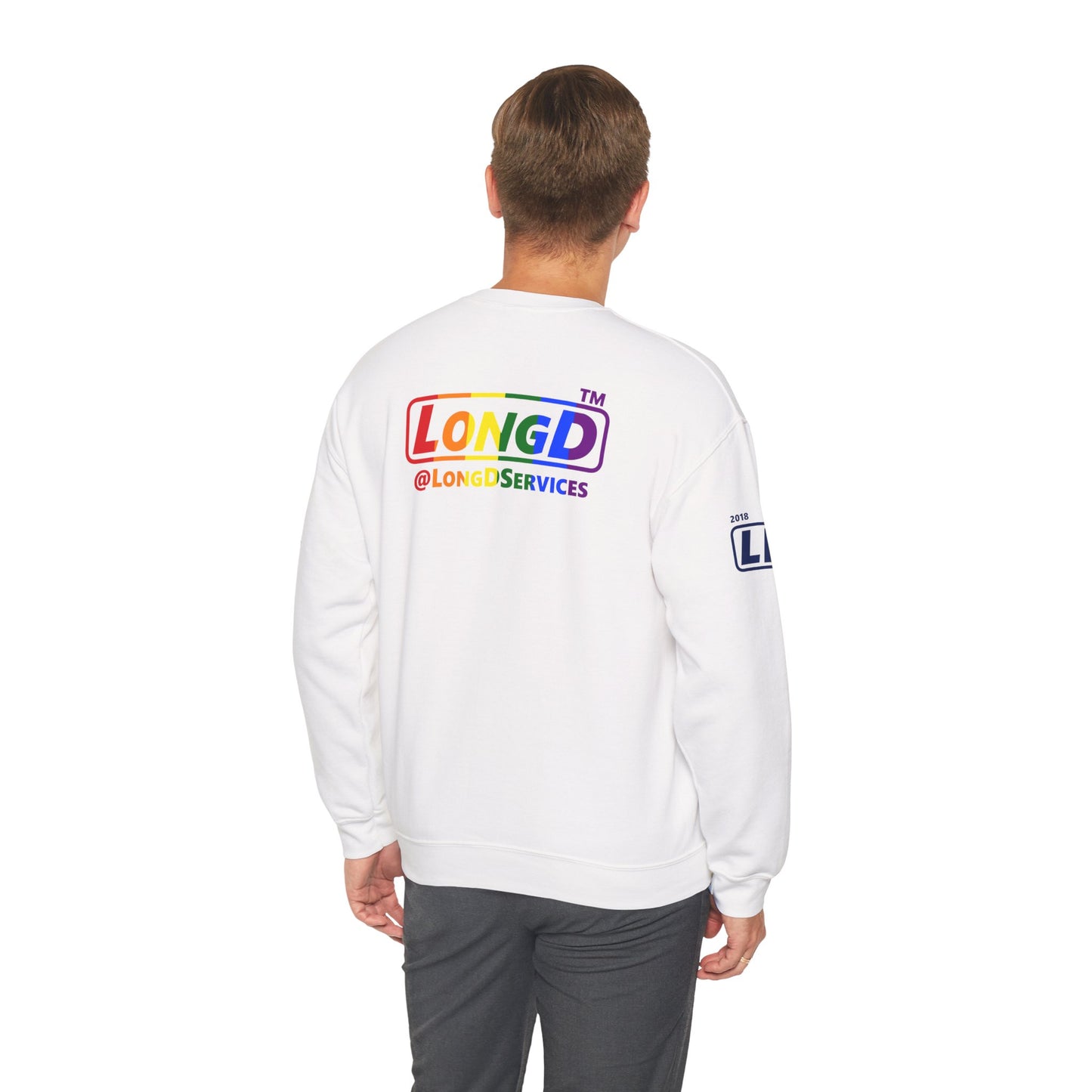 I Luv LongD official basic 4-print Hyde Park logo crewneck sweatshirt with Pride heart