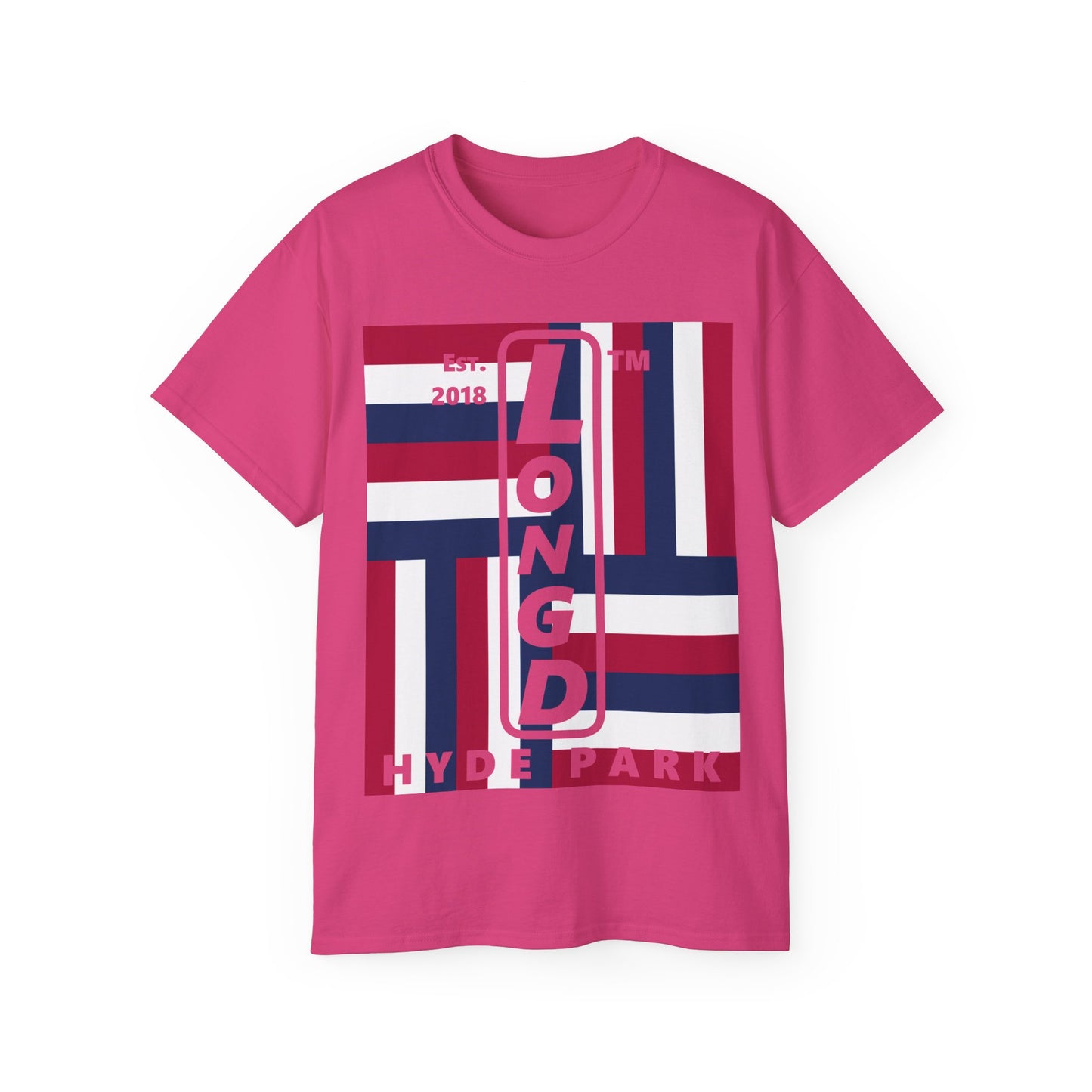 LongD cotton tee negative windmill Hyde Park upright logo (Patriotic colors)