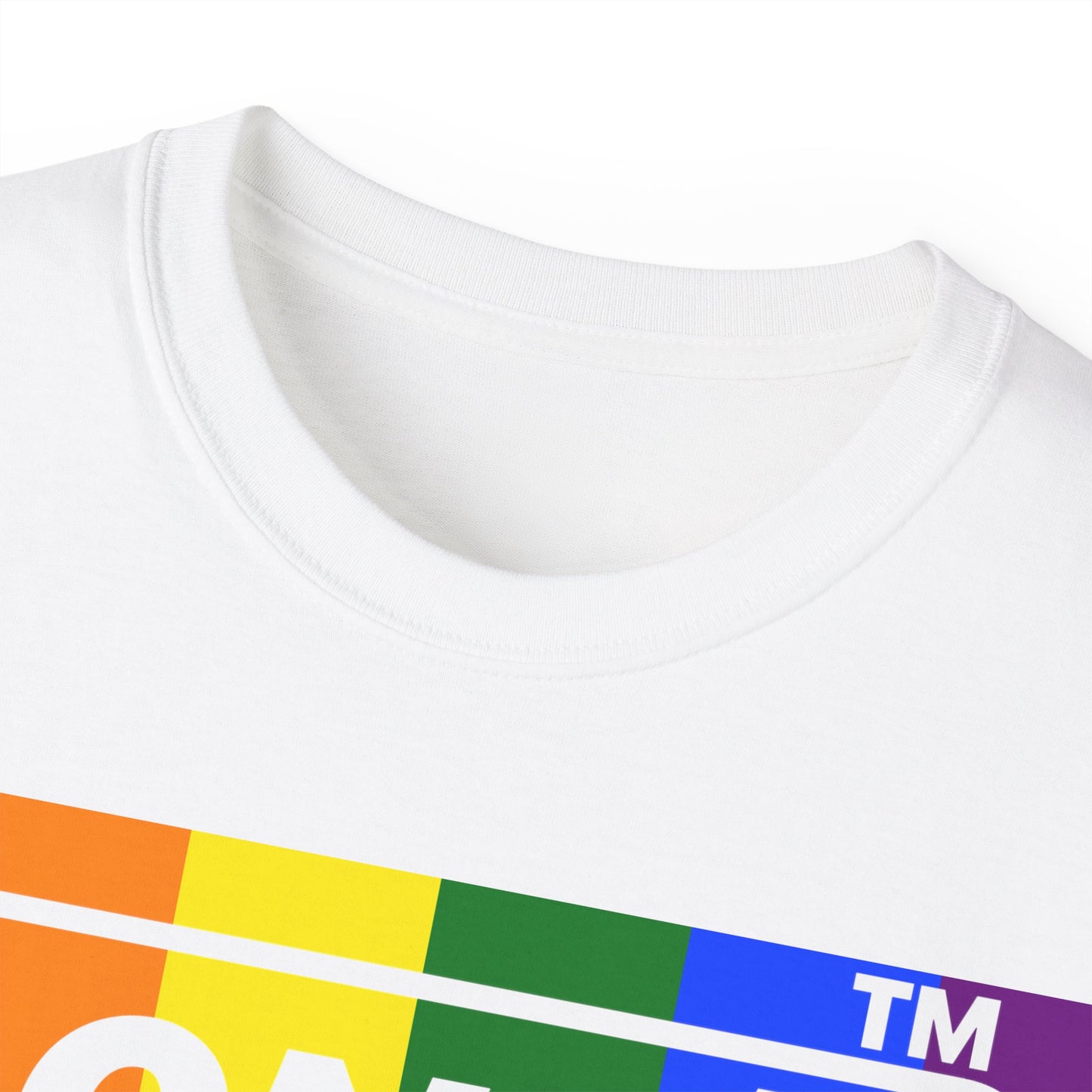 LongD negative vertical striped Hyde Park logo cotton tee (Pride colors)
