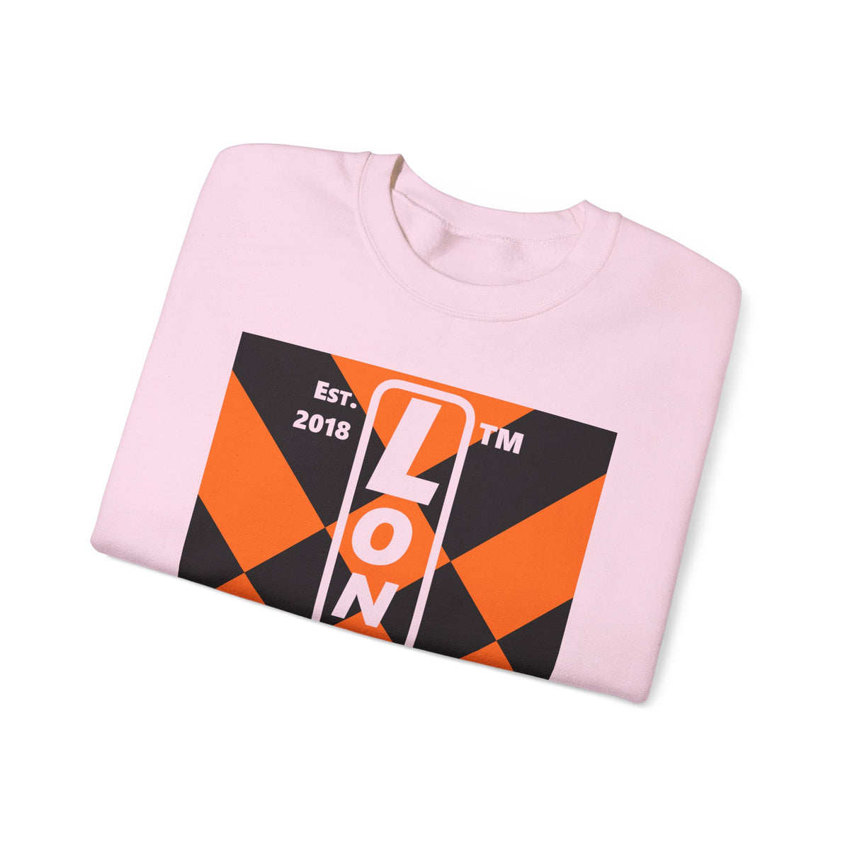LongD Hyde Park negative upright mixed argyle logo (Halloween colors) crewneck sweatshirt