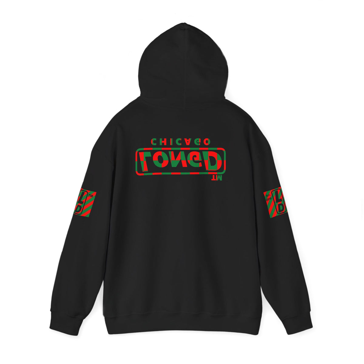 LongD Chicago positive checkered 4-print logo (Xmas colors) hoodie