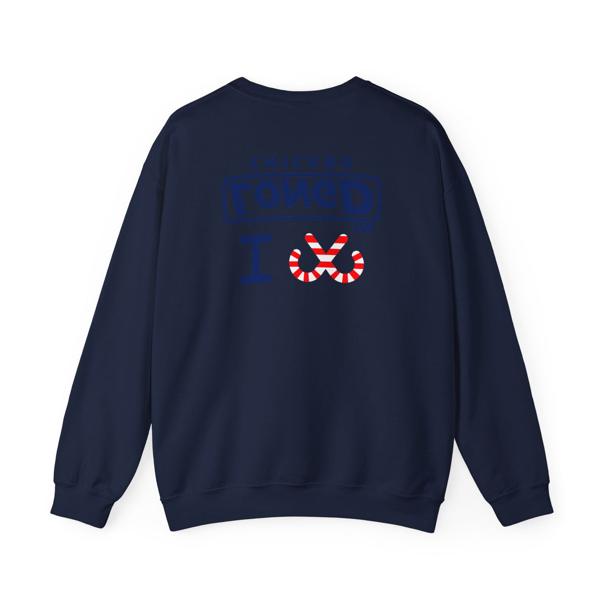 I candy cane LongD Chicago positive official basic navy front-back logo crewneck sweatshirt