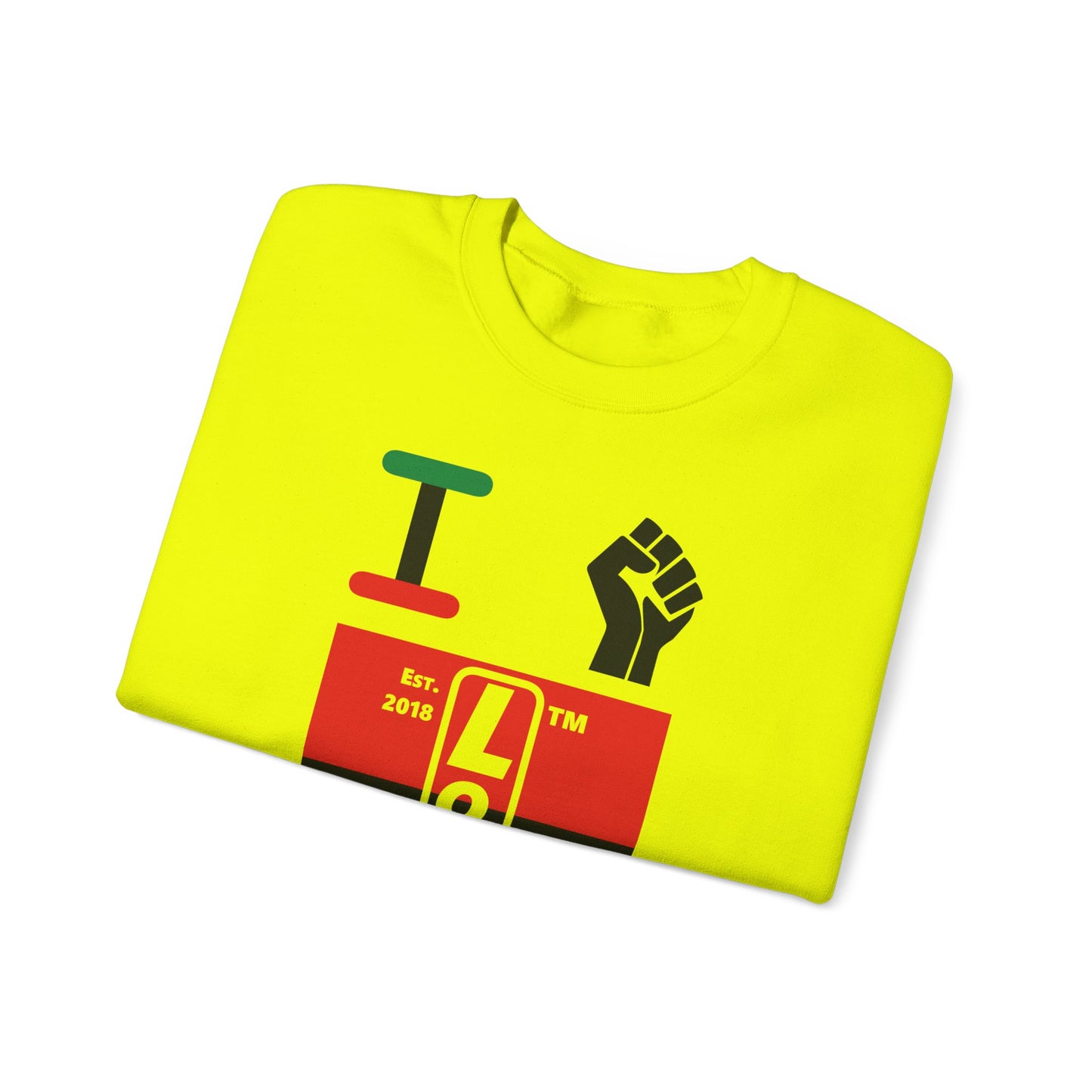I Fist LongD negative horizontal 3-striped tag upright logo crewneck sweatshirt