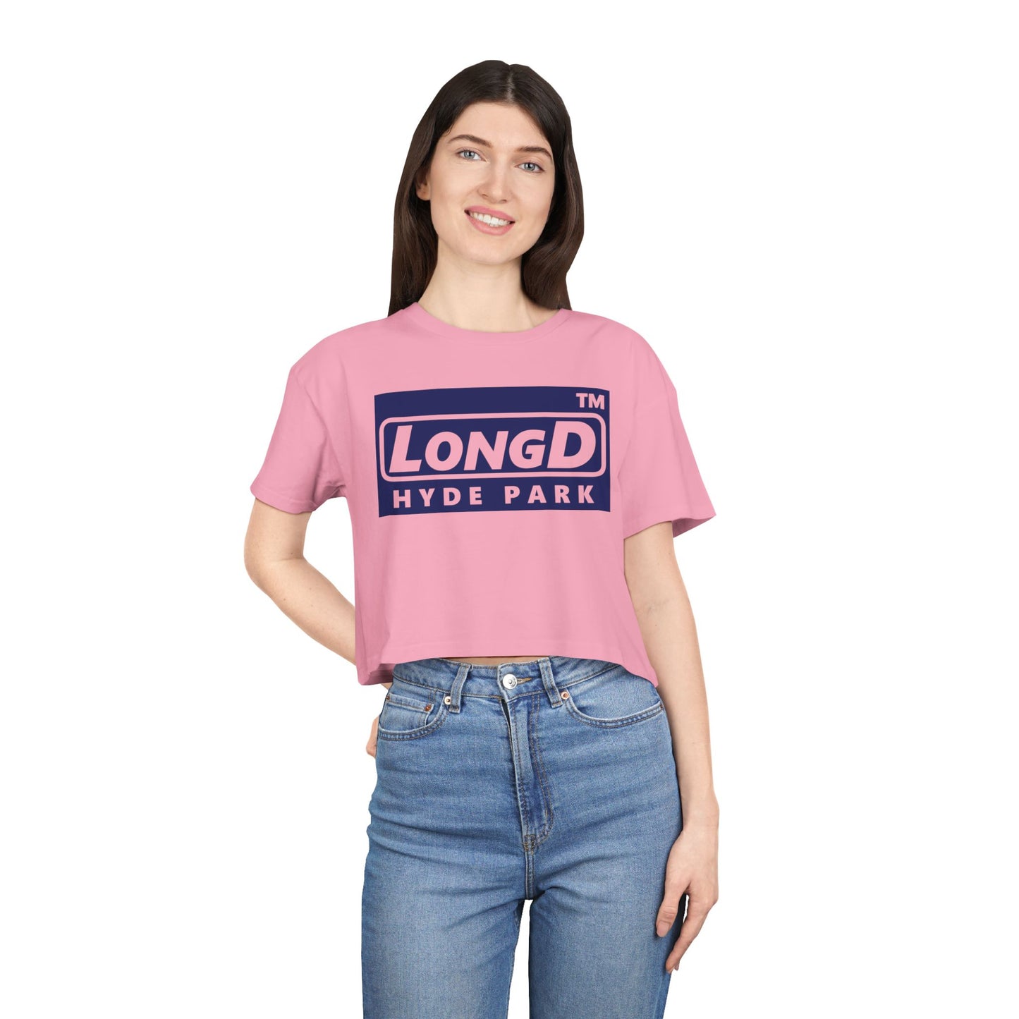 LongD Logo (Hyde Park negative official) Women's Crop Tee