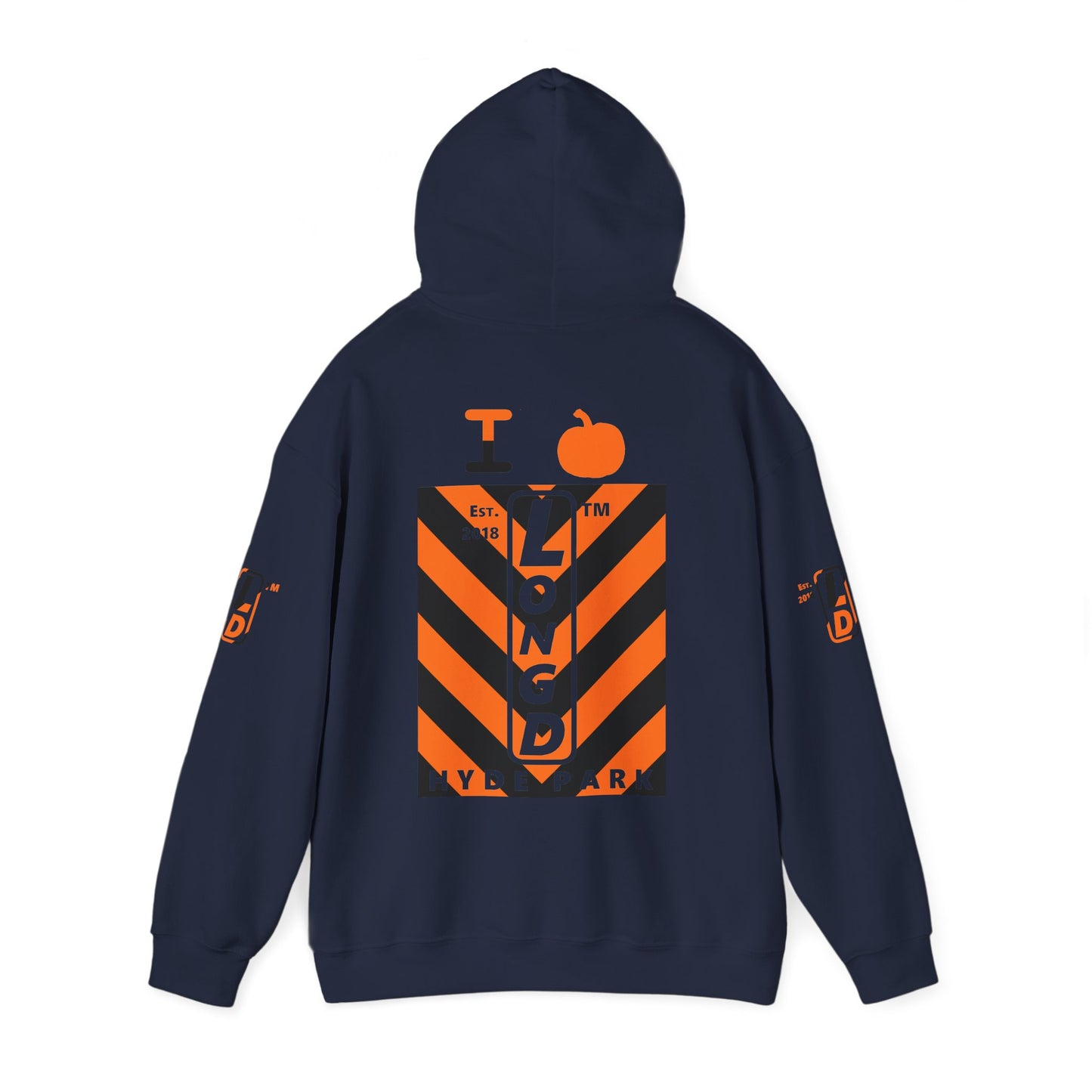 I pumpkin LongD Hyde Park negative upright downward chevron 4-print logo hoodie