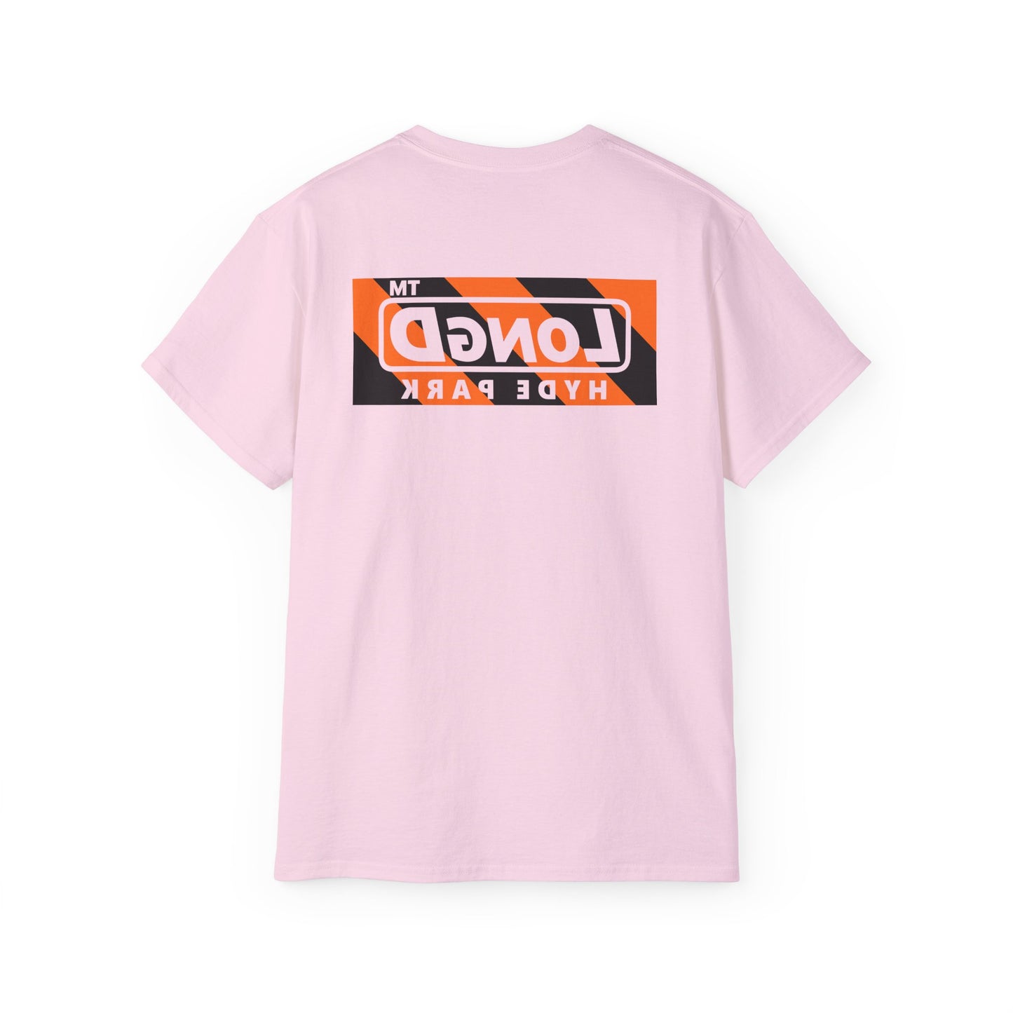 LongD Hyde Park negative diagonal 6-striped front-back logo (Halloween colors) cotton tee