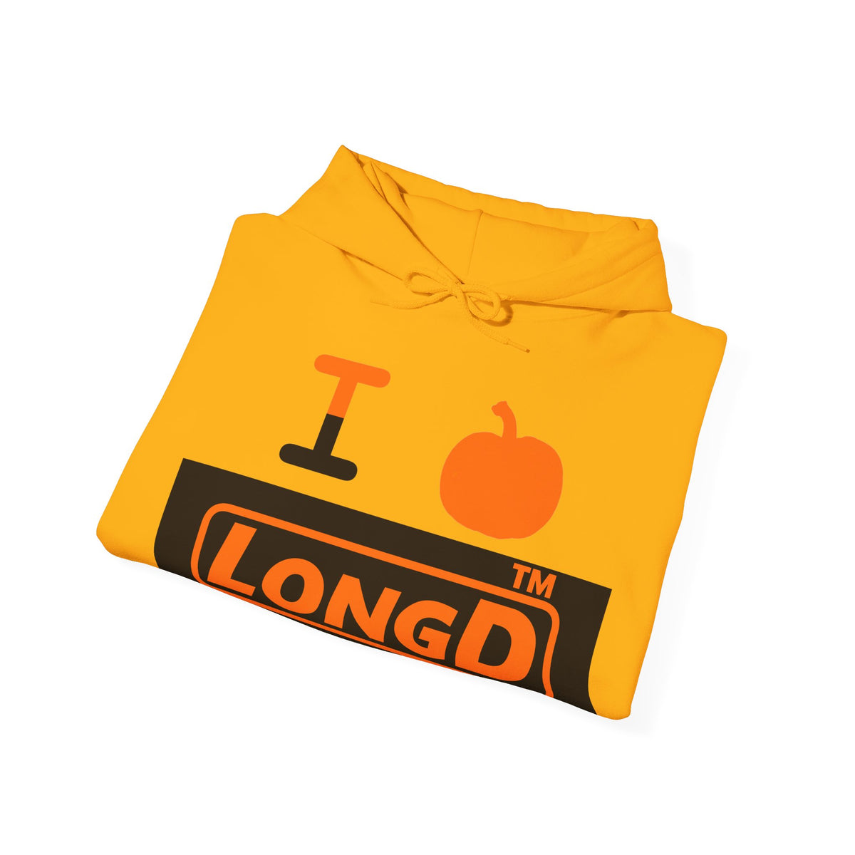 I pumpkin LongD Tag-domain logo positive orange on negative black hoodie