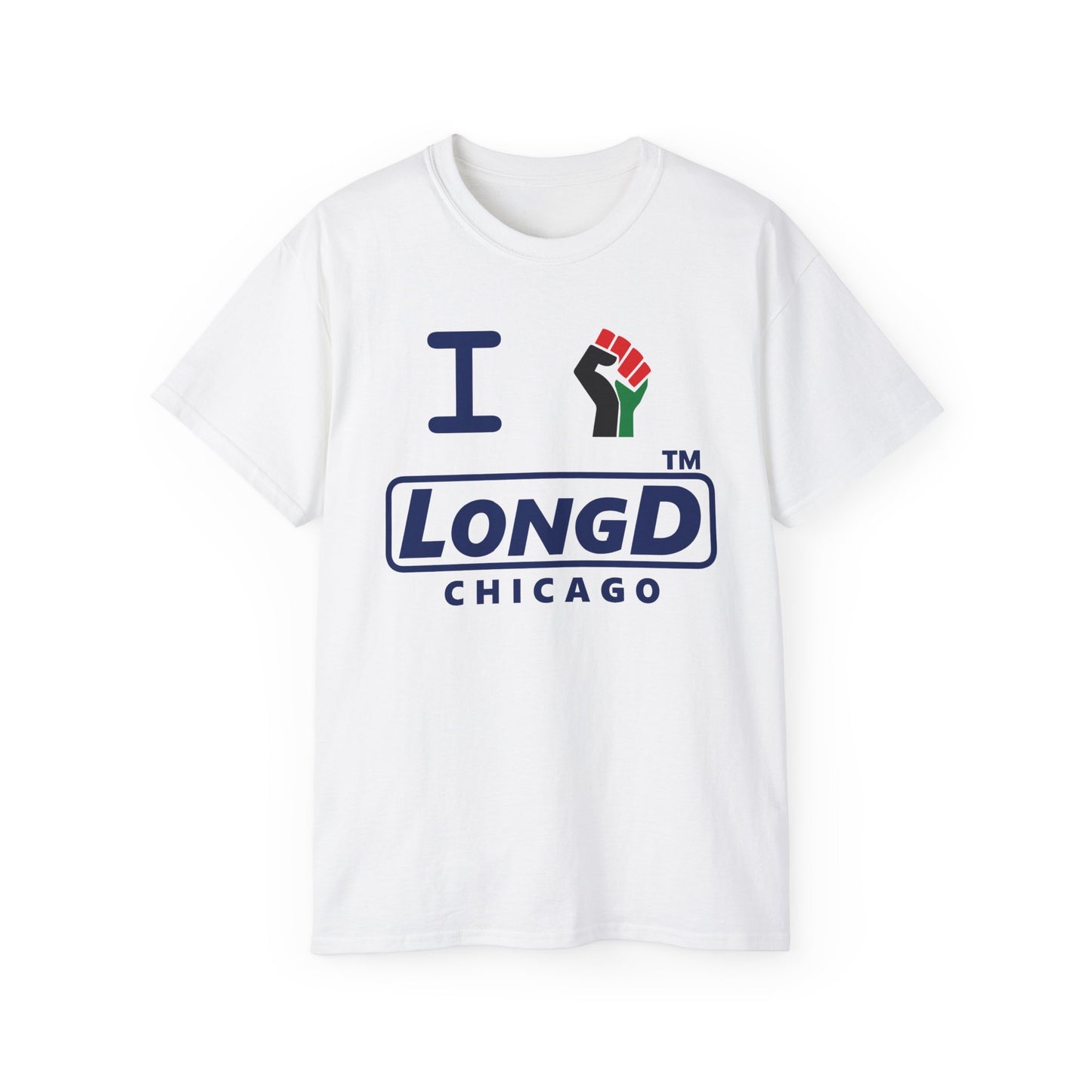 I fist LongD official Chicago logo cotton tee with multicolored fist