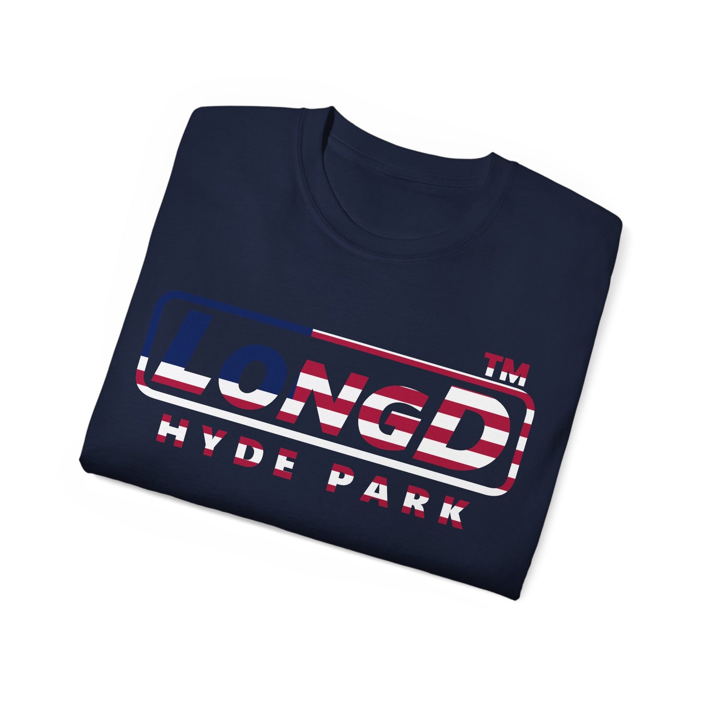 LongD positive flag Hyde Park logo cotton tee (patriotic colors)