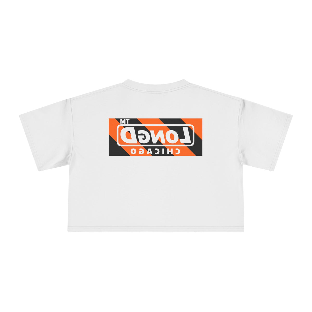 LongD Chicago negative diagonal 6-striped front-back logo (Halloween colors) crop tee