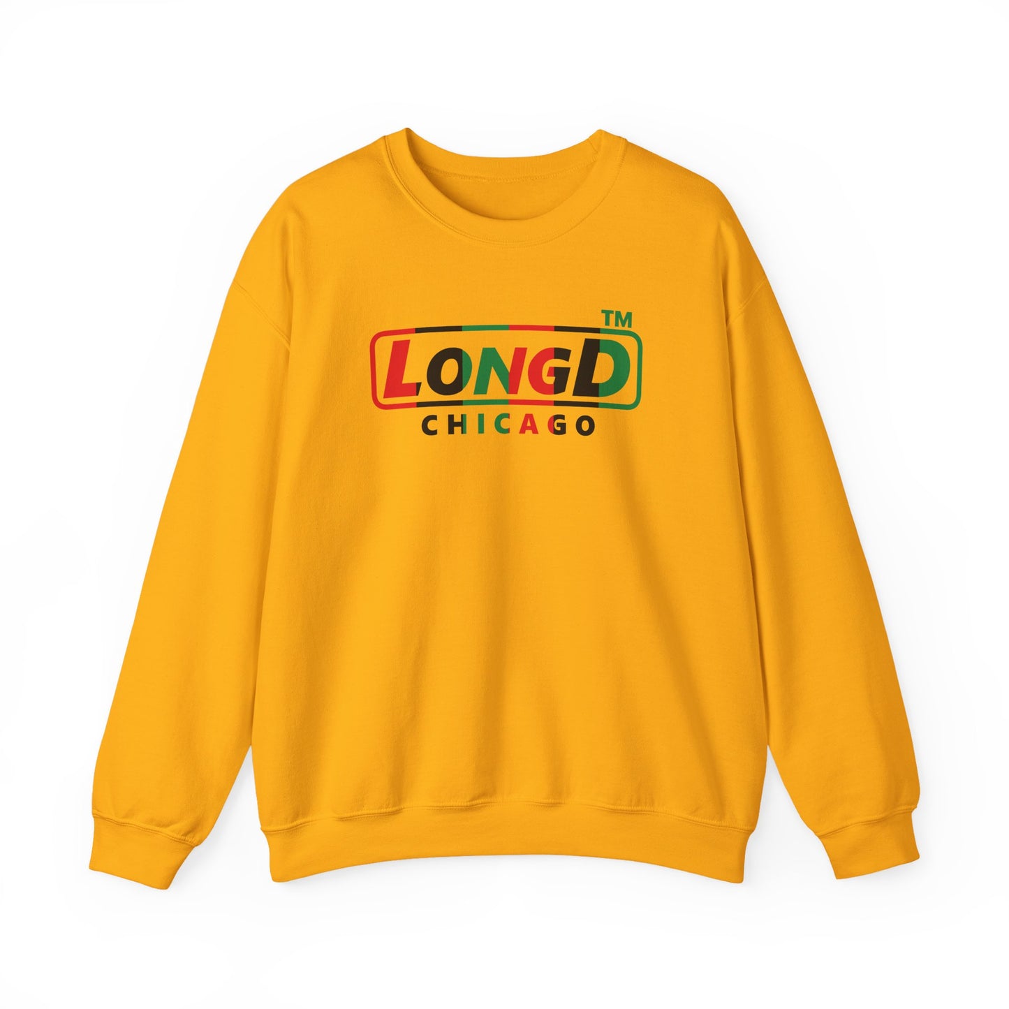 LongD positive vertical 6-striped Chicago logo crewneck sweatshirt (Juneteenth colors)