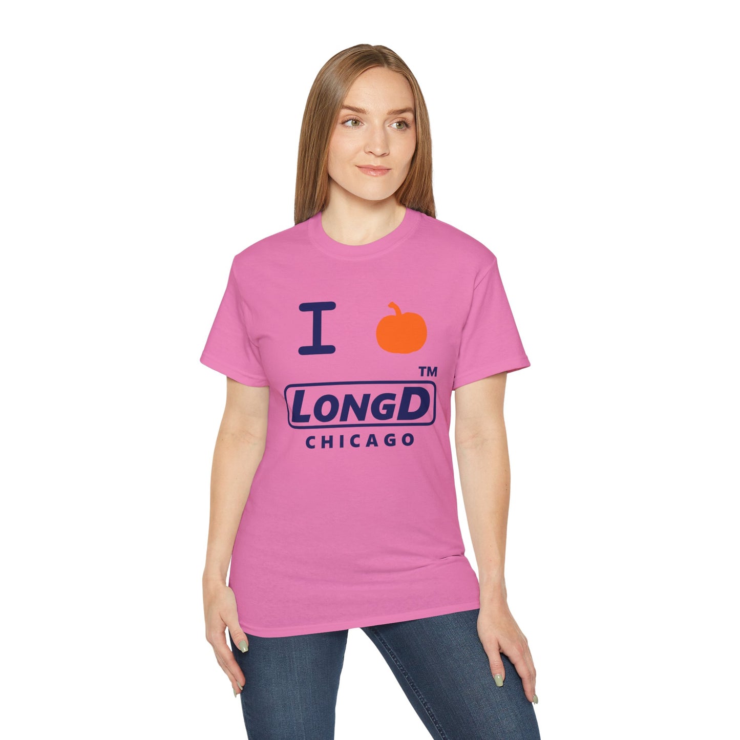 I Pumpkin LongD® Logo Cotton Tee positive blue basic Chicago logo